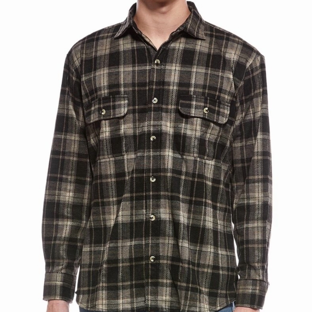 Tailorbyrd The Sweatshirt Men's Black Brown Plaid Shirt